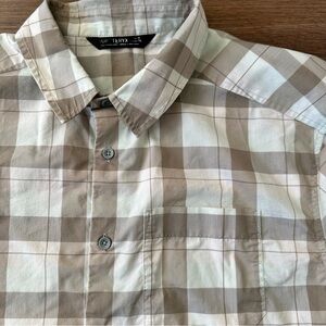 ARC'TERYX Brohm Short Sleeve Tan Green Plaid Button Front Shirt Gorpcore Mens XL
